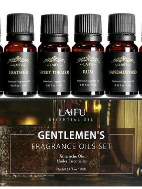 LAIFU Gentlemen's Fragrance Oils Set - Black & Amber Bottles